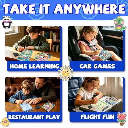 Elfew 2 Pack Reusable Wipe Clean Travel Game Activity Books for Kids 8-12 - Image 7