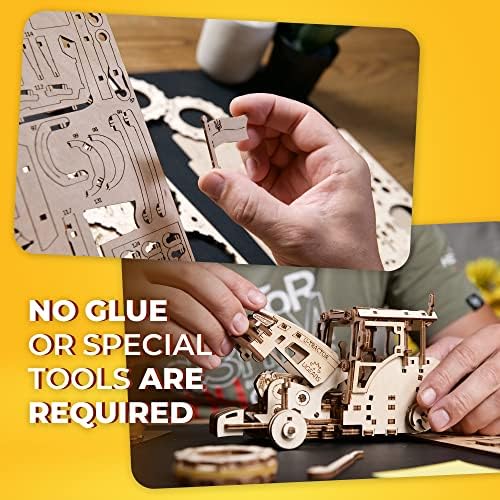 UGEARS The Tractor Wins Model Kits - Spring - Driven Model Tractor Kits to Build with Folding Paper Tank - 3D Wooden Tractor Model Kit for Self - Assembly - Mechanical 3D Puzzles for Adults and Kids - Image 4