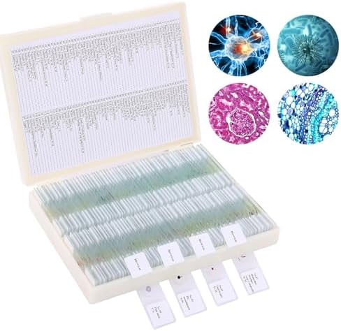 120 Microscope Slides with Specimens, Plant, Insect, Animal, Algae Slide Set for Biological Science Laboratory Basic Biological Science Education by Oozstar