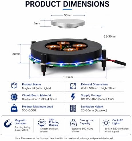Magnetic Levitation Display Stand, 360° Rotating Floating Platform for Collectibles, Figures, Models and Desk Display, Black - Image 4