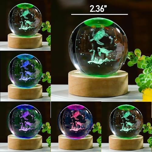 3D Sea Turtle Gifts for Women Crystals Ball - Sea Turtle Figurines Decor Glass Animals Figurine Cat Stuff for Room Birthday for Best Friend Lovers Keepsake Paperweight - Image 2