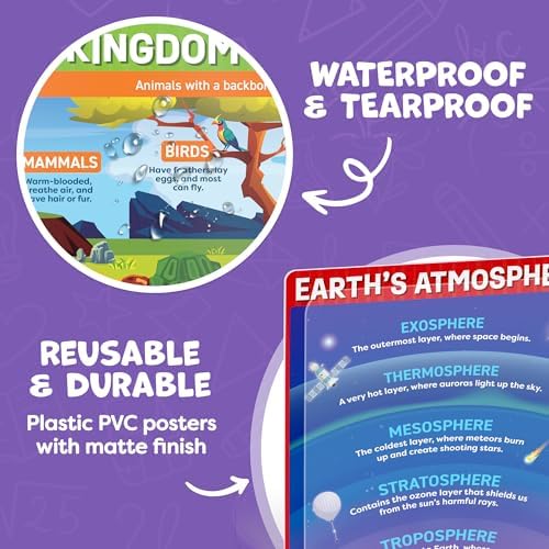 Science Posters for Classroom Middle School Elementary School - 12pc Science Classroom Decor Must Haves Posters Decorations - 17”x11” - Earth Science Posters, Scientific Method, Solar System, Matter - Image 4
