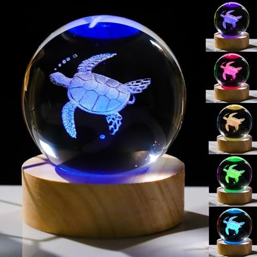 3D Sea Turtle Gifts for Women - Crystals Ball 60mm - Sea Turtle Figurines Decor Glass Animals Figurine - Gifts for Room, Birthday, Lovers, Keepsake, Paperweight by Unknown