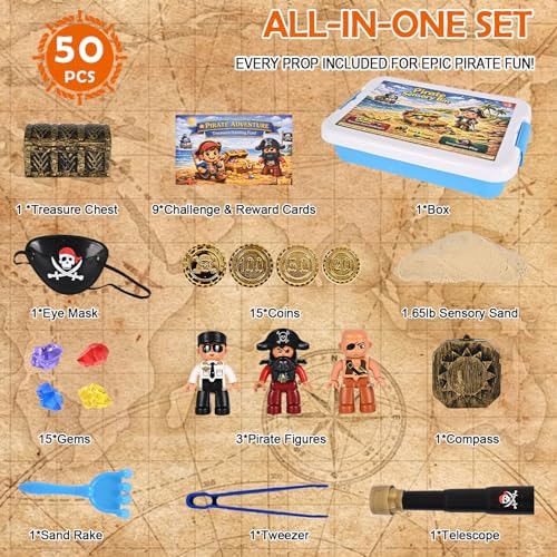 Pirate Treasure Chest Sensory Bin for Kids with Sensory Sand - Image 3