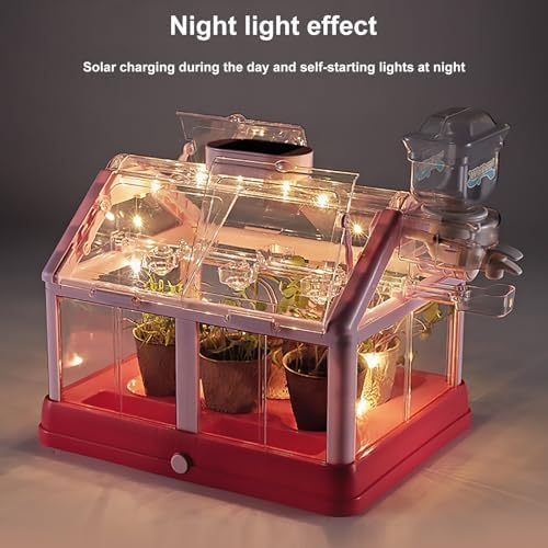 EXBEPE Kids Plant Growing Kit Greenhouse Growing Set Terrarium Kit Kids Science Educational DIY Plant Gardening Toy, Living Greenhouse with Solar Panel, Indoor Gardening Kit - Image 3