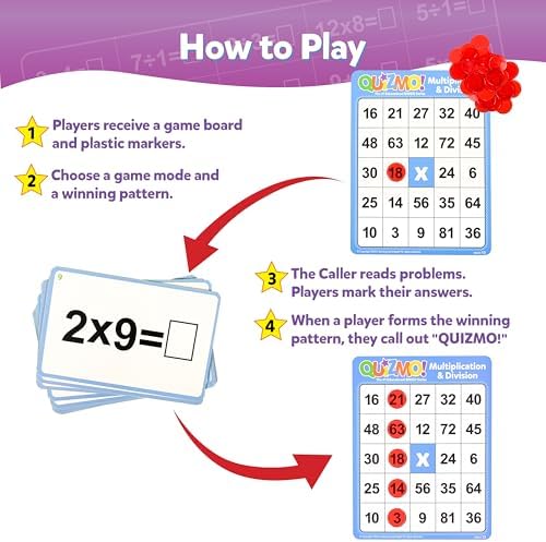 LEARNING ADVANTAGE QUIZMO Multiplication & Division, Bingo Style Math Game - Image 3