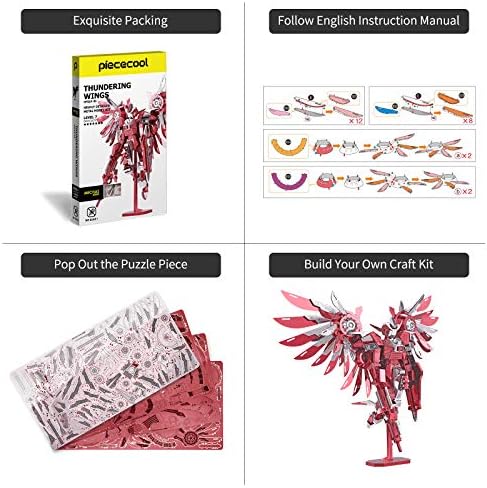 Piececool 3D Metal Puzzles for Adults, Thundering Wings Figure Mecha Model Kits Steel Metal 3D Model Building Kit, Brain Teaser DIY for Teens Man Woman, 215 Pcs - Image 4
