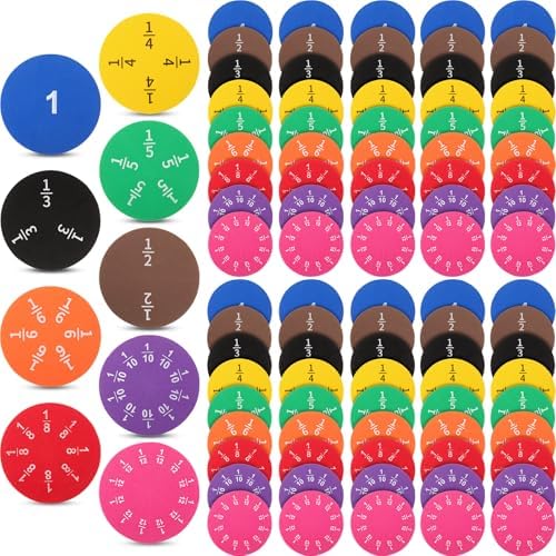 Sayglossy 10 Sets Fraction Set for Math Classroom Fractions Manipulatives Math Manipulatives for Home School Supplies (Circles) by Sayglossy
