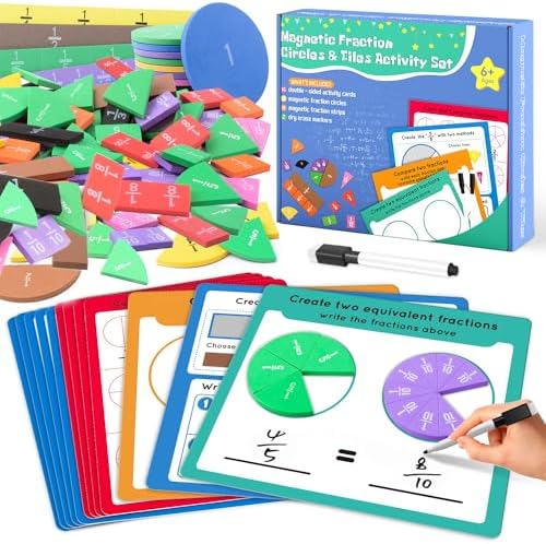 Magnetic Fraction Tiles & Fraction Circles Set-Fraction Manipulatives by Coosilion