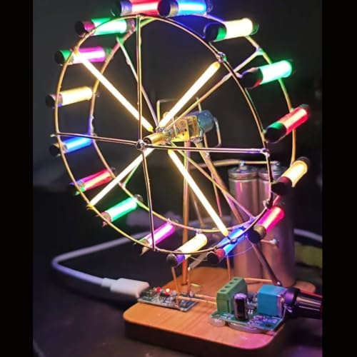 Rotating Colorful Ferris Wheel DIY Kit, Lighted Desktop Display, Rechargeable Power System, Hands-On Practice and Home Decor, Ideal Gift for Experiment Enthusiasts (Need Manual Soldering) - Image 6