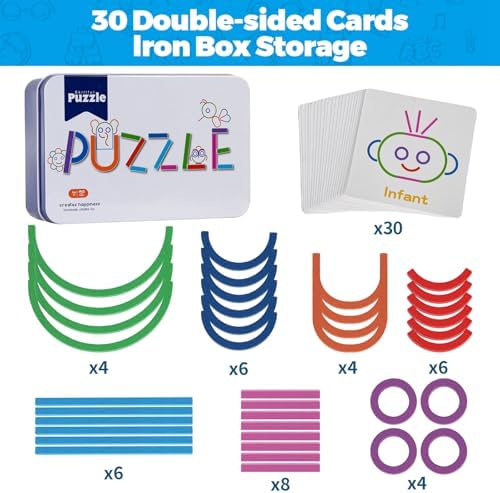 STEM Montessori Puzzle Toy for Kids– Creative Shape Matching & Ring Stacking Set, Hands-On Learning Educational Game for Fine Motor Skills, Preschool Classroom Essentials Ages 3-6 - Image 2