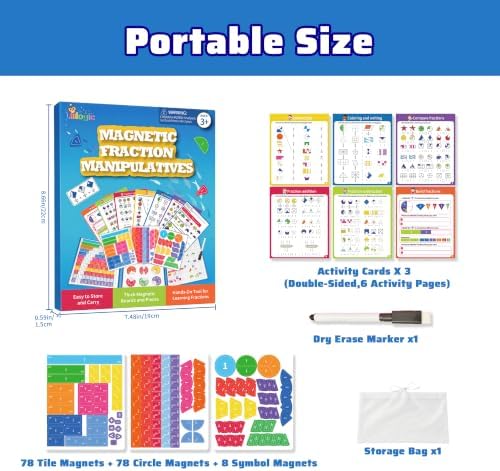 Magnetic Fraction Playbook 164 Pcs Tiles Circles Manipulatives Toy for Kids - Image 6