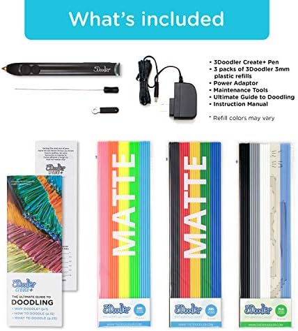 3Doodler Create+ 3D Printing Pen for Teens, Adults & Creators! - Black (2023 Model) - with Free Refill Filaments + Stencil Book + Getting Started Guide - Image 2
