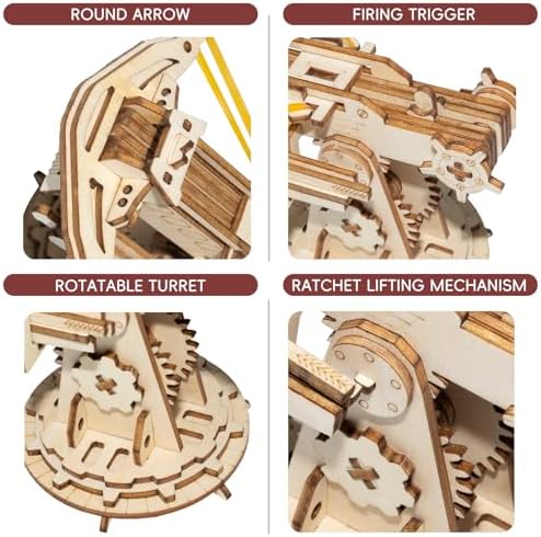 3D Wooden Puzzles for Adults,Wood Ballista Model Building Kit,Assembling Catapult Gifts for Boys and Girls,Best Educational Christmas Birthday Day Gift for Friends (Wooden Ballista) - Image 5