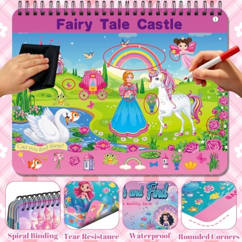 Elfew Search and Find Reusable Activity Book for Girls 3-5, 4-8 - Image 3