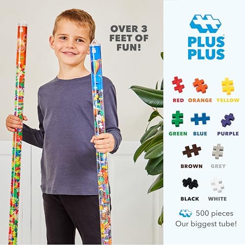 PLUS PLUS Super Tube, 500 Piece Basic Mix - Mini Waffle Blocks for Kids - Image 2