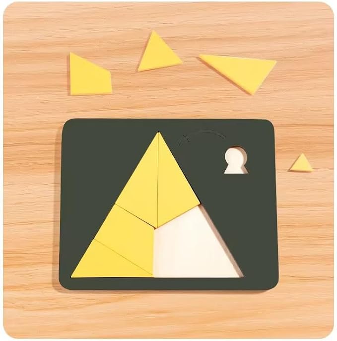 Wooden Triangle Puzzle Brain Teaser, Disappearing Square & Triangle Illusion Game, Irregular Shape Wooden Block Jigsaw for Adults & Kids, Mind Challenge Logic Puzzle Toy (Triangle)