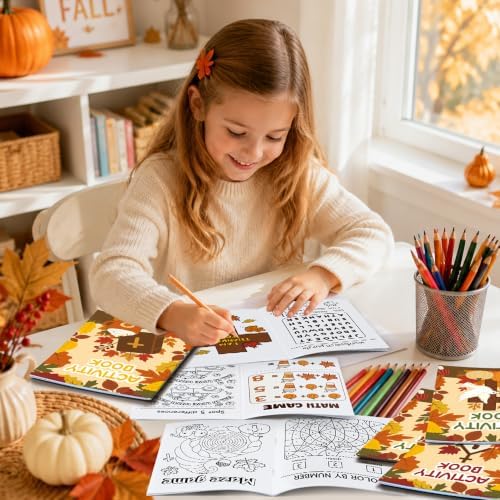 Bulk Fall Activity Books, 48Pcs Autumn Mini Games Coloring Booklet for Kids - Image 2