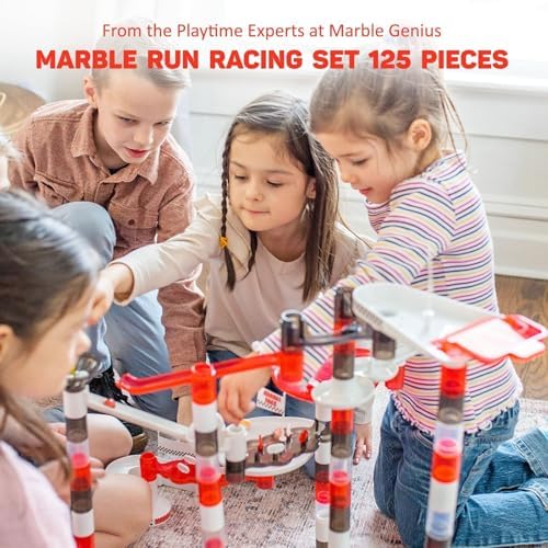 Marble Genius Marble Run Racing Set: 125-Piece Marble Run Racing Set Toys for Kids, Marbles Maze Tower Building Blocks, Marbles Race Track Rolling Game, Educational Learning STEM Toy Gift - Image 2
