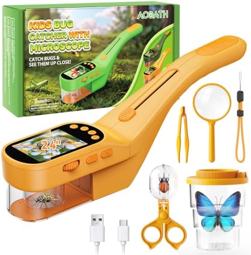 Acoath Microscope for Kids, Bug Catcher, 2.4" IPS Screen Bug Catching Kit by Acoath
