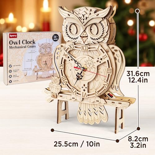 SYNARRY Wooden 3D Puzzles for Adults Model kit Owl Clock - Mechanical Model Building Kit DIY Hobbies for Kids Teens Men Women 126PCS Puzzle Craft Gift Home Decor for Easter Basket Stuffers - Image 6