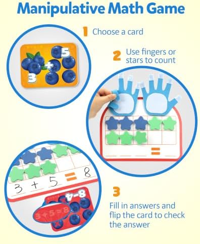 Coogam Montessori Math Manipulatives Number Counting Block, Magnetic Ten Frame Addition Subtraction Practice with Dry Erase Board, Educational Learning Toy Gift for 1st 2nd & 3rd Grade - Image 3