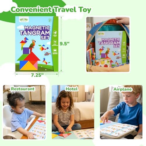 BenBen Magnetic Tangram Puzzle, Wooden Travel Toys Ages 4-8 8-12 - Image 2