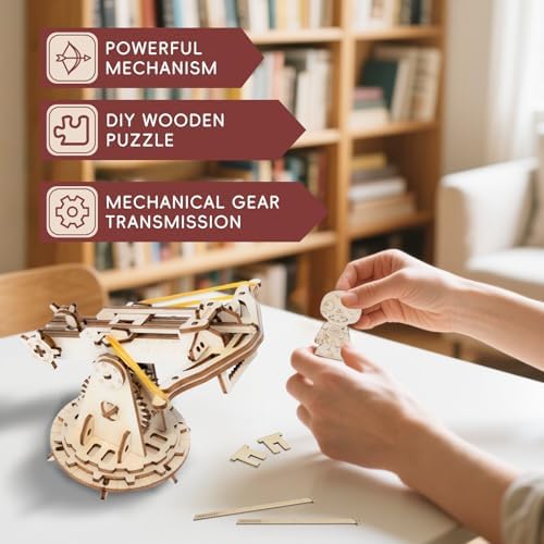 3D Wooden Puzzles for Adults,Wood Ballista Model Building Kit,Assembling Catapult Gifts for Boys and Girls,Best Educational Christmas Birthday Day Gift for Friends (Wooden Ballista) - Image 4