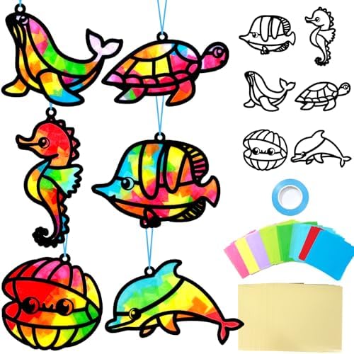 Qyeahkj 36Set Sea Animal Suncatchers Crafts Kit for Kids by Qyeahkj