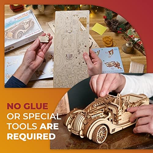 UGears Mechanical Models Roadster VM-01 3-D Wooden Puzzle - Image 4