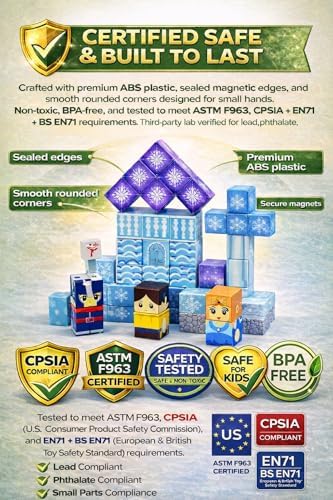 Magnetic Blocks Building Set - Puzzle Cubes as STEM Toys for Kids - Toddlers Sensory Construction Tiles - Ages 3+ Creative Educational Games for Boys and Girls - Frozen 200pc Block - Image 3