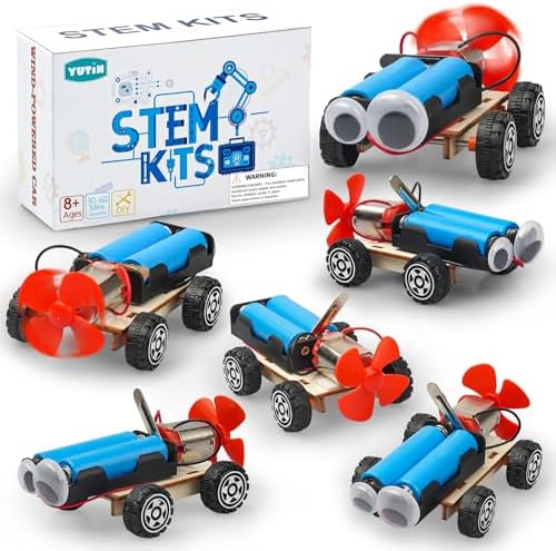 STEM Science Kits for Kids Age 8-12, 6 Set Wind-Powered Cars Building Kit by Yutin