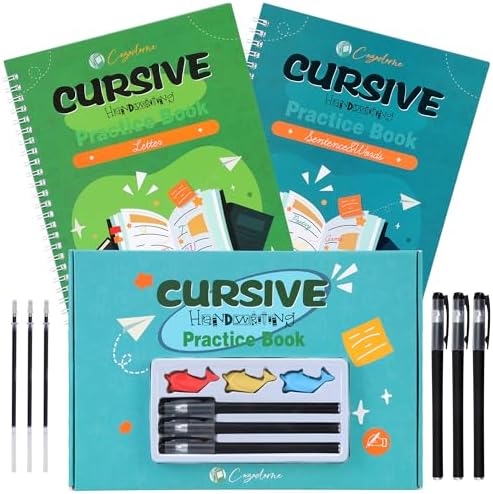 Grooved Cursive Handwriting Workbook for Kids-Reusable Magic Practice Book by Cozodome
