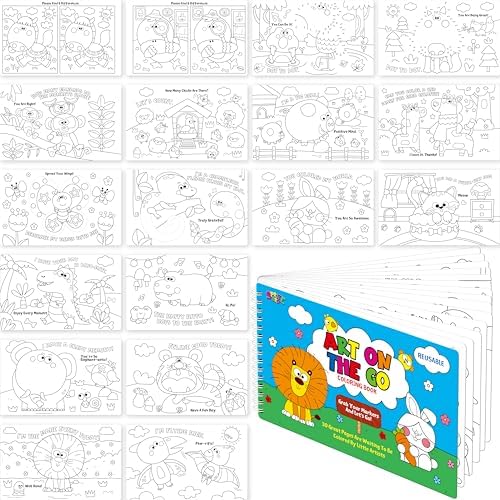 SpriteGru Coloring Activity Book, 30 Dry-Erase Pages Animals to Color, Fun & Creative Coloring Pages for Toddlers, Kids, Teens, Adults, Reusable Activity Pad for Road Trip, Travel, At Home by SpriteGru