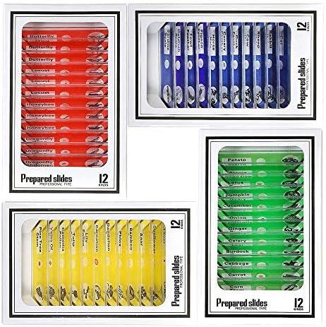 Prepared Microscope Slides, 48pcs Plastic Animals Insects Plants Flowers Sample Specimens by Bysameyee