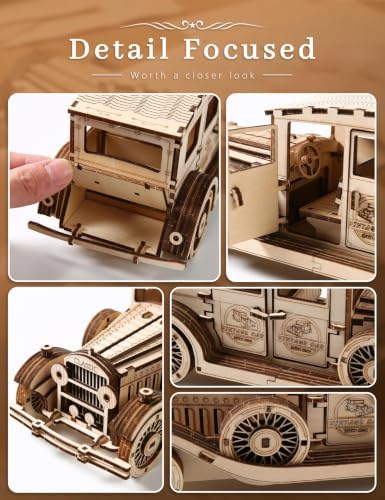 BOOZUU Paintable 3D Wooden Vintage Car Puzzle for Adults - Image 5