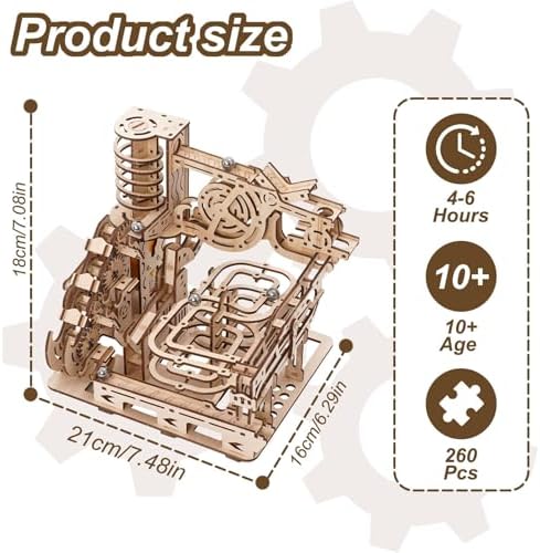 3D Puzzles Wooden Models Kit 260 Pcs Jigsaw Puzzles with Marbles Run Ball Drop Toy Wooden Building Kits for Adults Brain Teaser Puzzles Orbital Model Puzzle - Image 5