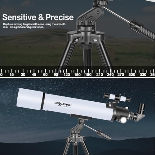Telescope for Adults High Powered, 80mm Aperture 900mm Professional Refractor Telescope for Adults & Beginners, Compact and Portable Travel Telescopio with Carrying Bag and Designed Phone Adapter - Image 4