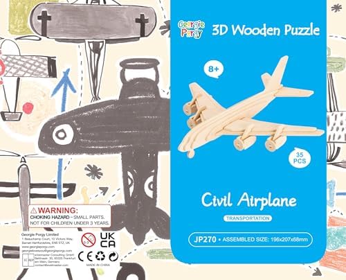 Georgie Porgy 3D Wooden Puzzles for Kids Toys Construction Woodcraft Kits DIY Model Puzzle Kits Birthday Gifts Pack of 2 (Civil Airplane Yacht) - Image 7