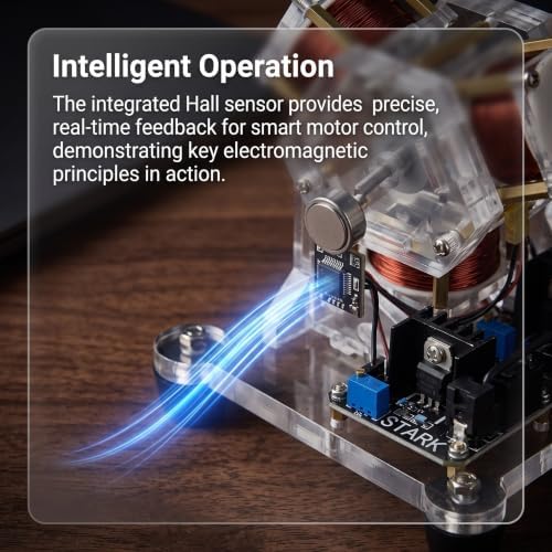 Hall Brushless Motor Model, Pseudo Perpetual Motion Motor, Transparent Design, Scientific Electromagnetic Motor Model Kit (3-Coil Fan Blade), for DIY Scientific Experiments - Image 5