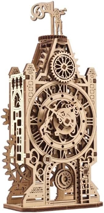 UGEARS Old Clock Tower, 3D Puzzle, 7.87-inch Height, Wooden Model Kits for Adults Clock Kit for Do It Yourself Wood Building Kit for Adult Mechanical Puzzle by UGEARS-ModelingJoy