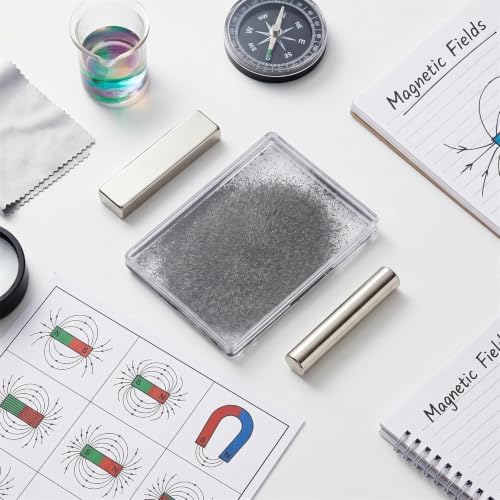 Fafeicy Magnetic Iron Filings Viewing Boxes 5 Pack with Interactive Magnet Field Viewer for Science Education Experiments Classroom Physics Demonstrations (5 Pcs) - Image 3