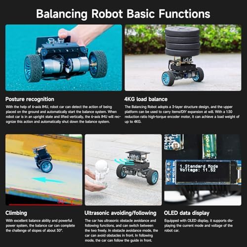 Yahboom RC Remote Control Adaptive Balance Car AI Obstacle Avoidance and Following, APP Control, OLED Display, 4KG Load - Image 3