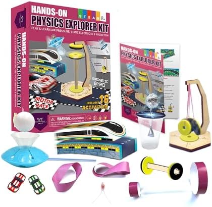 Physics Science Kit for Kids Ages 8-12 | STEM Educational Gift with 16 Experiments | Static Electricity, Magnetism & Air Pressure | DIY Science Set for Boys & Girls Birthday Christmas by Unknown