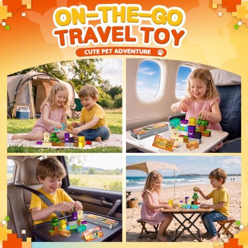 Pocket Cubes Magnetic Blocks & Magnetic Tiles, 35 PCS Voxel Star Team Pet Building Cubes Set, STEM Construction Toys for Kids Ages 4-8, Mini Travel Toys for Toddlers 3-5, Montessori Sensory Gifts - Image 4
