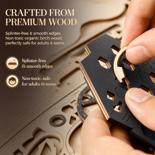 3D Wooden Puzzle for Adults, Marble Run Mechanical Model Kit with Gear Driven Ball Track, DIY Wooden Building Set, Brain Teaser STEM Craft Gift for Men, Women and Puzzle Lovers - Image 5