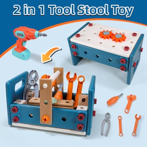 VEAIS Kids Tool Set with Drill,120Pcs Tool Set with ToolBench,Montessori Toy for 3+Year Old,Educational STEM Construction Toys for Ages 3-6,Pretend Play Kids Toys 3-5 Year Old Birthday Gift - Image 2