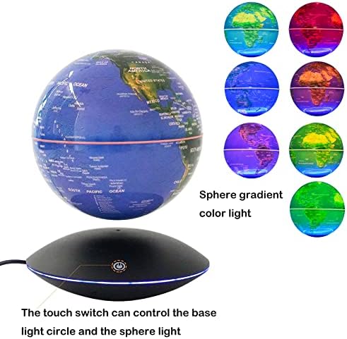 6" Magnetic Levitation Floating Globe with 7 Color LED Lights, Rotating Anti-Gravity World Map for Home & Office Decor, Educational Gift and Cool Tech Gadget for Kids Adults - Image 3