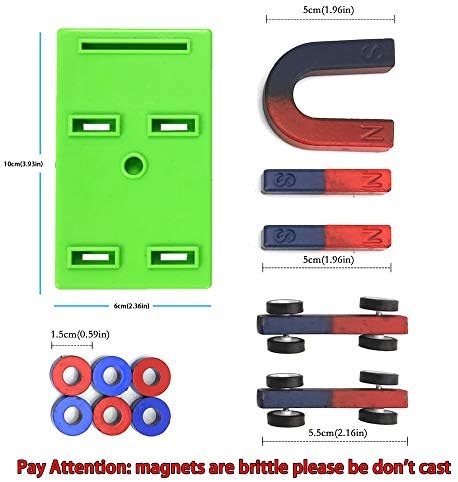 EUDAX Labs Junior Science N/S Magnet Set for Education Science Experiment Tools Icluding Bar/Ring/Horseshoe/Compass Magnets (Pack of 4) - Image 2