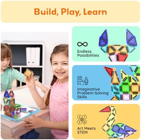 PicassoTiles Magnetic Tiles 30pc Nano Building Construction Set Compact Mini Travel Magnet Tile Playset with Tin Storage Case STEM Educational Learning School Brain Toy Blocks Boys Girls Ages 3+ PN09 - Image 4